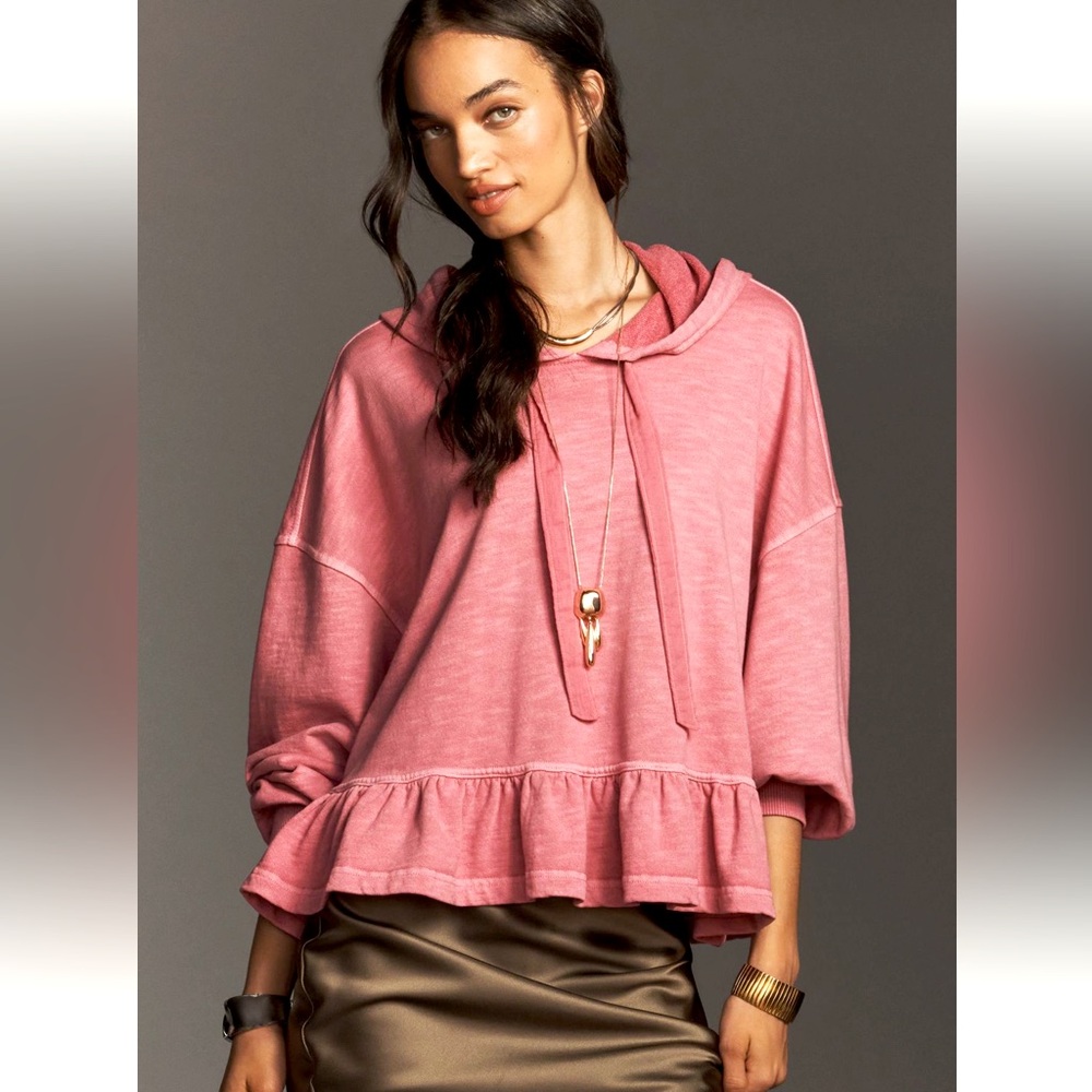 Pilcro Drop-Shoulder Flounce Hoodie